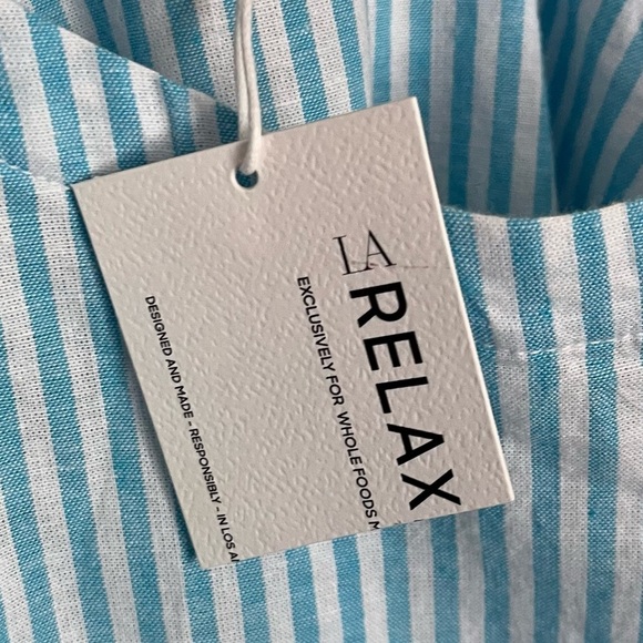 La Relaxed • NWT Blue and White Striped Short Sleeve Dress - Picture 5 of 6
